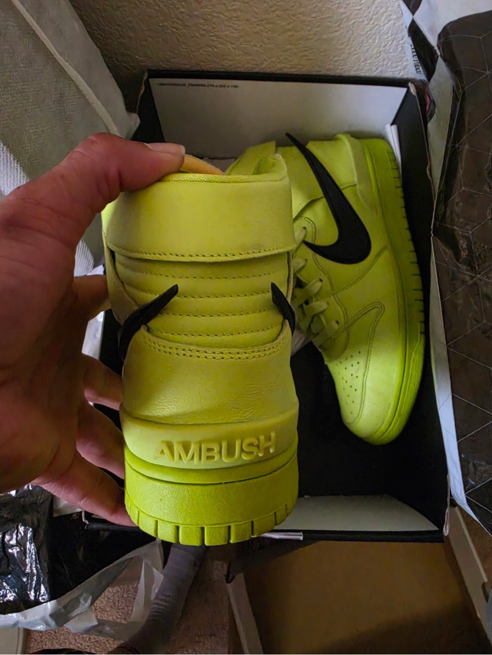 AMBUSH Neon Yellow High-Top Sneakers for Men
